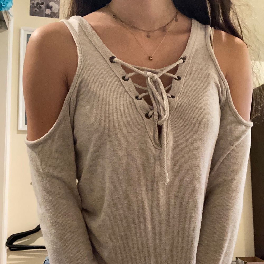 super soft open shoulder top